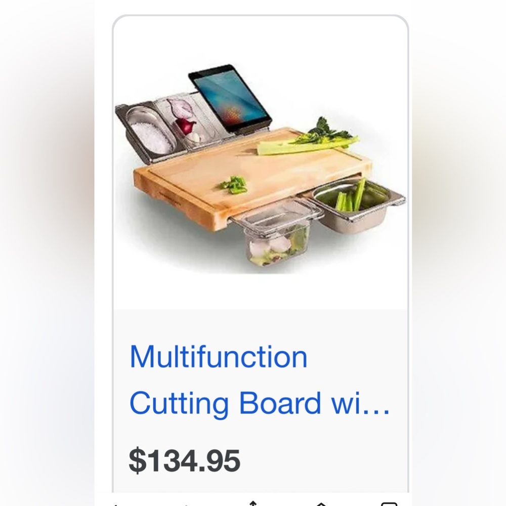 Multifunction Wooden Cutting Board with Containers and phone holder